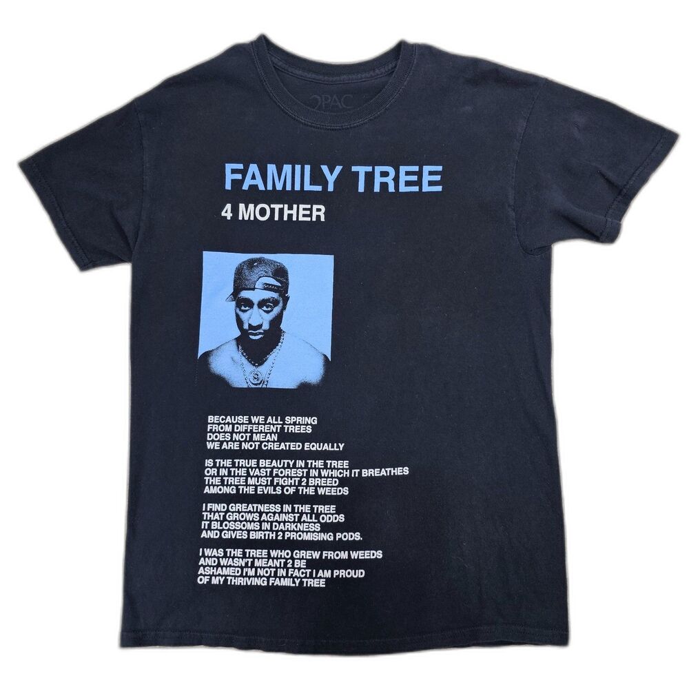 2Pac Tupac Family Tree 4 Mother Black Graphic Rap Tee Shirt Hip Hop Mens S